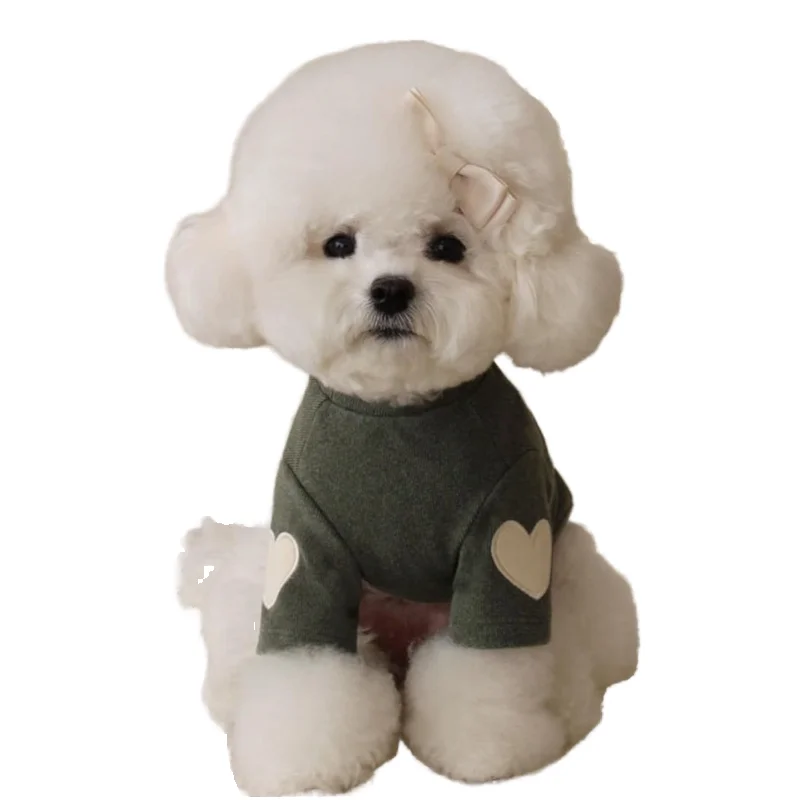 High Quality Cotton Pet Hoodie Comfortable Durable Solid Color Dog Cat Clothing Cute Simple Embroidery Wholesale for Winter