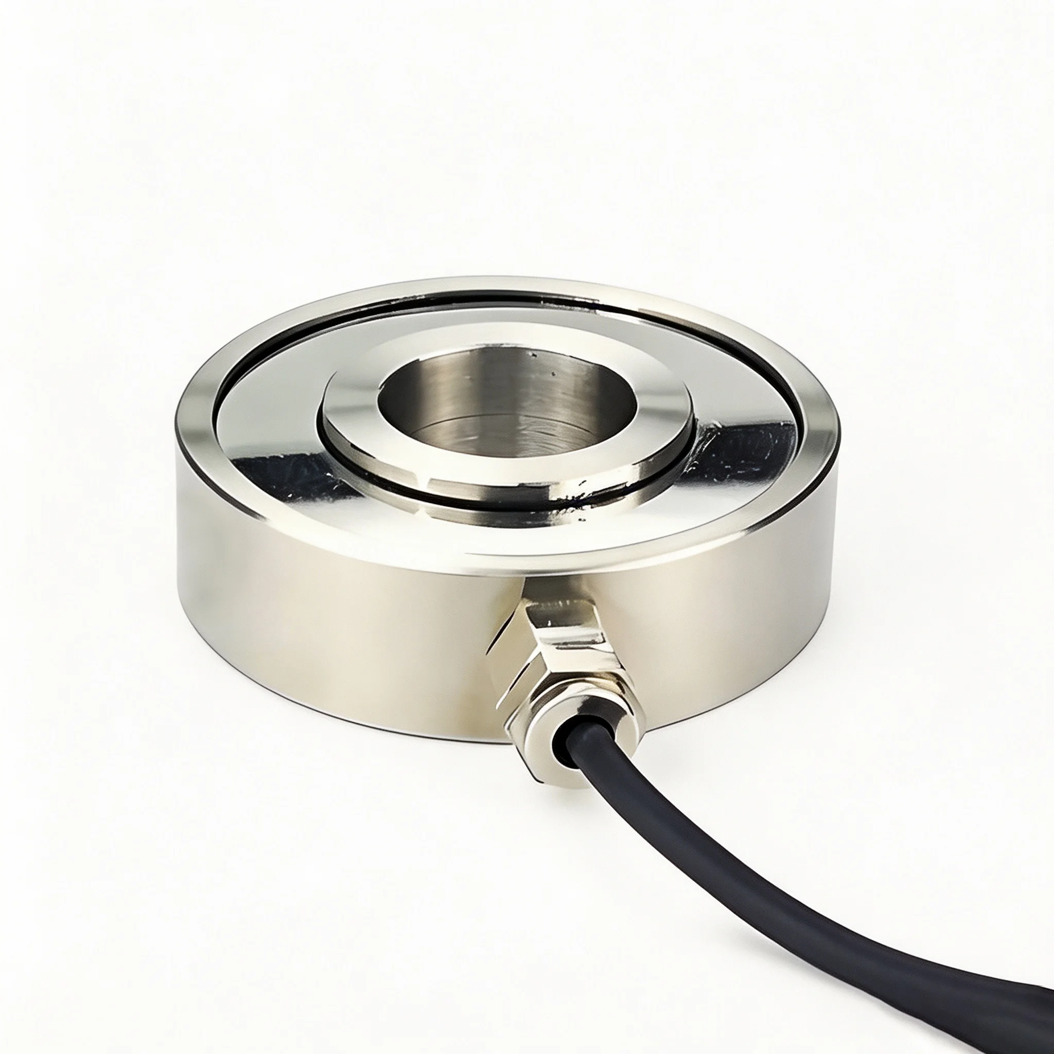 Ring‑shaped force sensor 10‑500kg Stainless Steel ±0.05% F S IP65 for Auto Press 3C Testing New Energy and Robotics Application