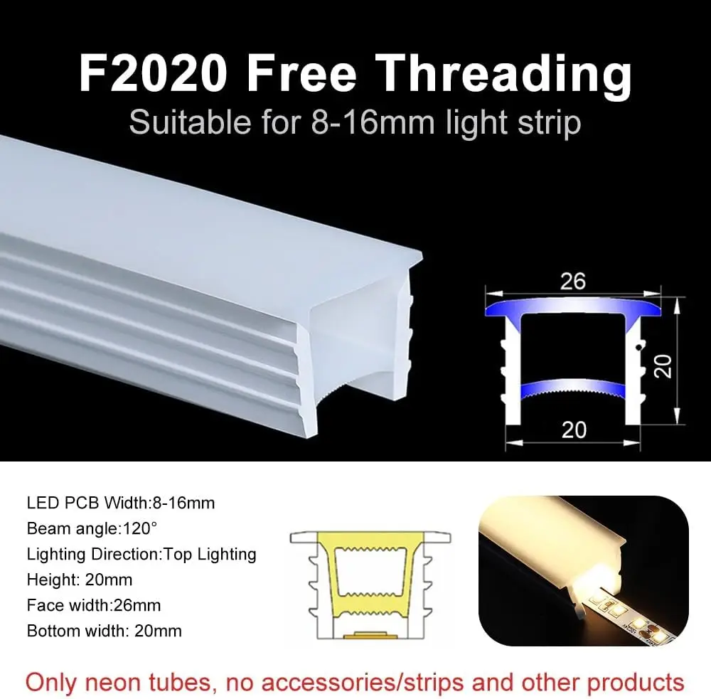 10 Meter Soft Glow Silicone Neon Tube (1PC) for LED Strips - Durable, Even Lighting, 120° Beam Angle, Great for Accent & Mood Li