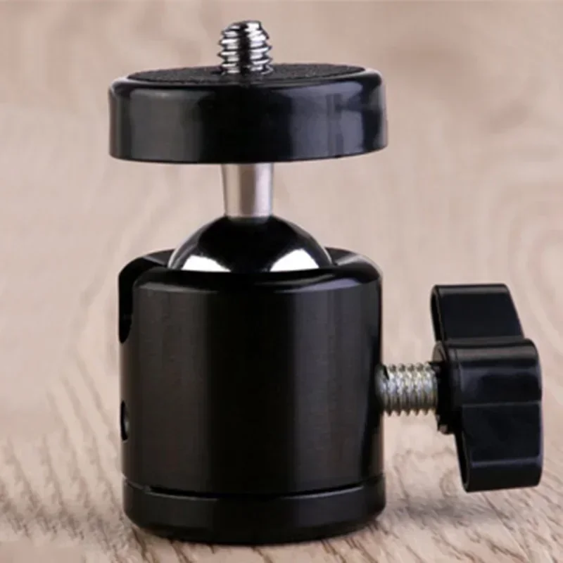 Giratória Mini bola cabeça parafuso tripé, Grau de rotação Mount Base Adapter, DSLR Camera Acessórios