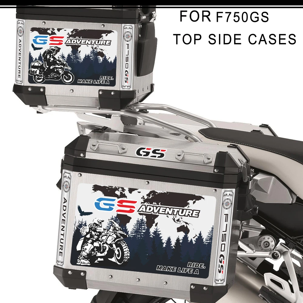 

Motorcycle For F750GS F750 GS GSA ADV Adventure ail Top Side Panniers Trunk Luggage Aluminium Box Case Stickers Decals