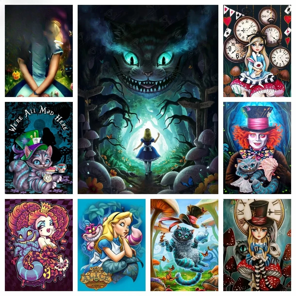 

Набор цифровой живописи, мультфильм Диснея, Алиса в стране чудес, картина, украшение для дома, большой размер, подарок, сделай сам, ремесло