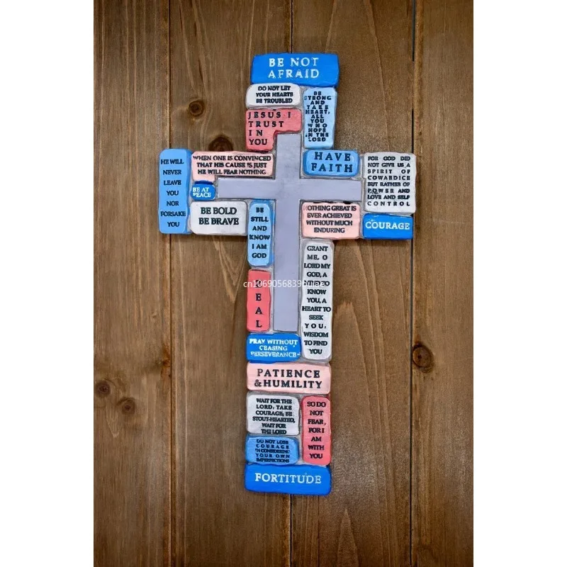 Inspirational Standing Cross Jesus Crosses Covered in Encouraging Words and Phrases Christian Decoration for Office Home Table