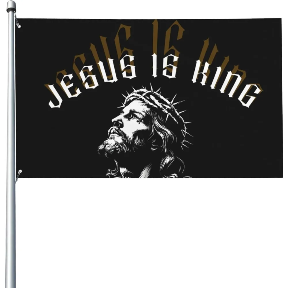 Jesus Is King Flag Christian Religious Jesus Christ Crown Design Outdoor Garden Decor