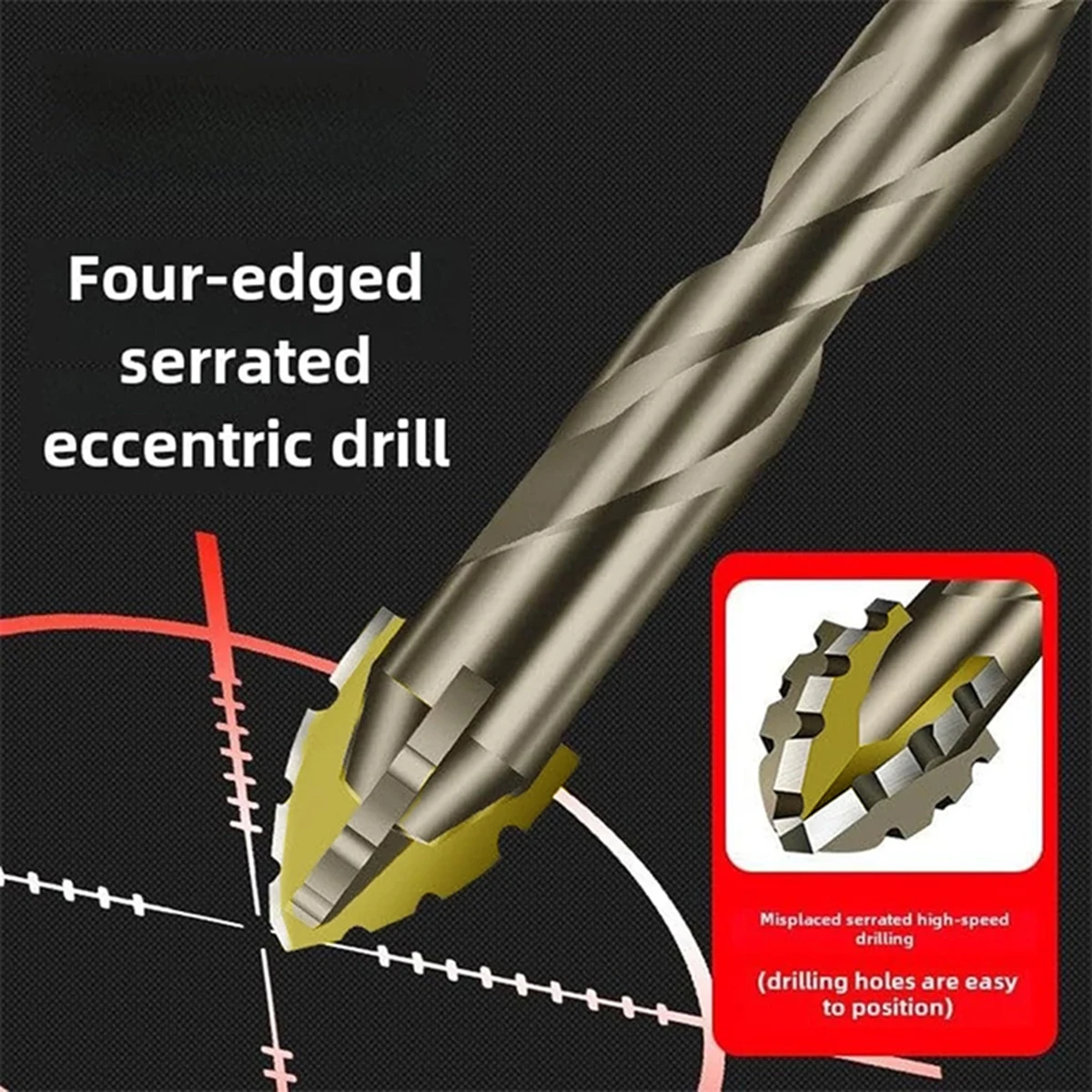 10/8/6/5/4PCSFour-Edged Serrated Drill Bit Set For Drilling Glass Tiles And Concrete 6/8/10/12mm Drill Bit Set Tools