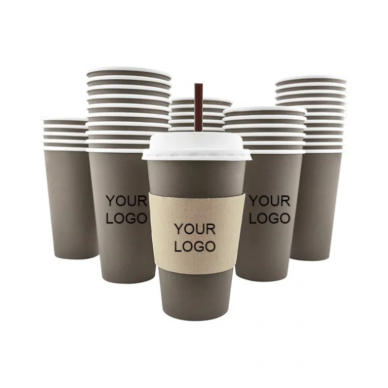 Tasse en Papier à Café Chaud à Simple et Double Paroi Imprimée, Produit Personnalisé, Écologique, Jetable, avec Logo, 4oz, 8oz, 12oz