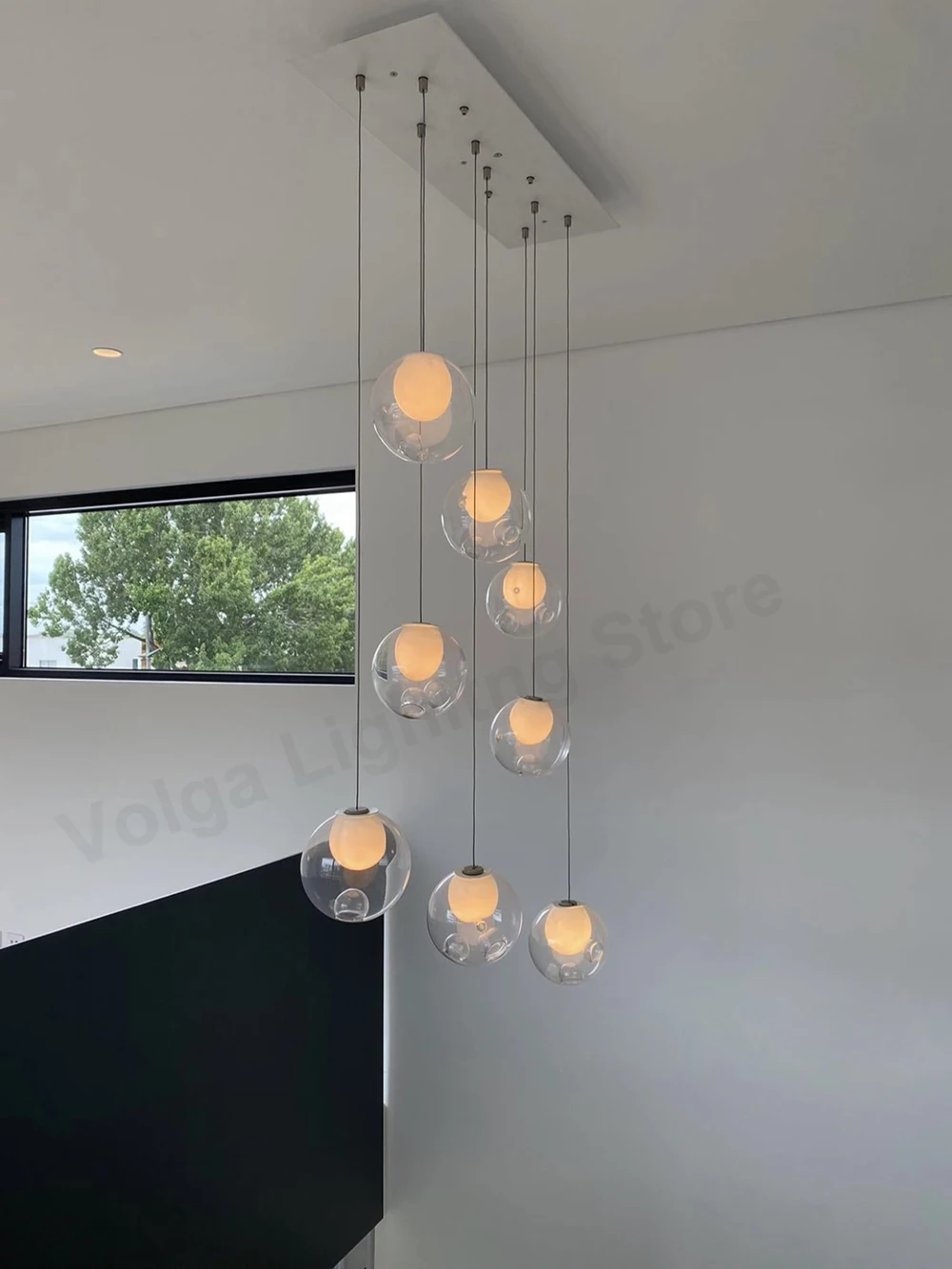 Get This Color Options Available Colorful Glass Ball Chandeliers Led, High-end Spheres Chandeliers for Stairwell Foyer Villa