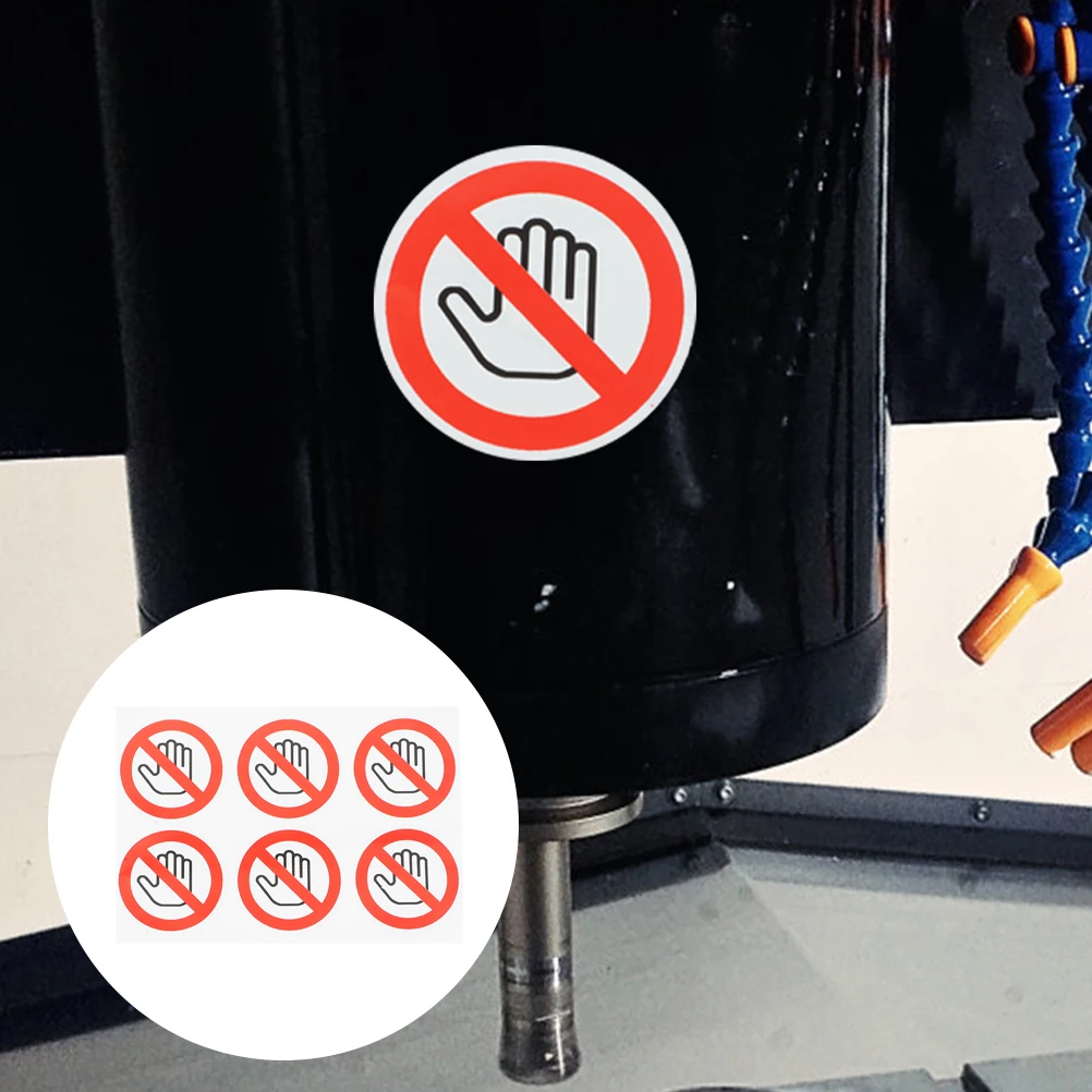 

6pcs Warning Sign Stickers Prohibit Touch Adhesive Safety Labels Door Signs Caution Vinyl Stickers Easy Apply Notice Decals