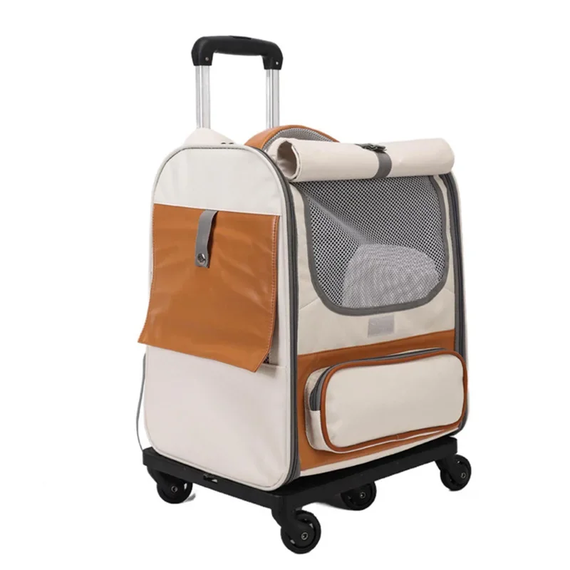 Pet Trolley Box Breathable Foldable Cat Bag Large Capacity Travel Portable Wheel Trolley Bag Pet Carriers Products Accessories