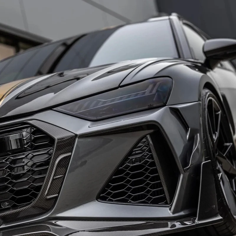 For RS6 C8 MSY Style Carbon Fiber Full Body Kit Front Bumper Lip Side Skirts Rear Wing Hood Performance Parts