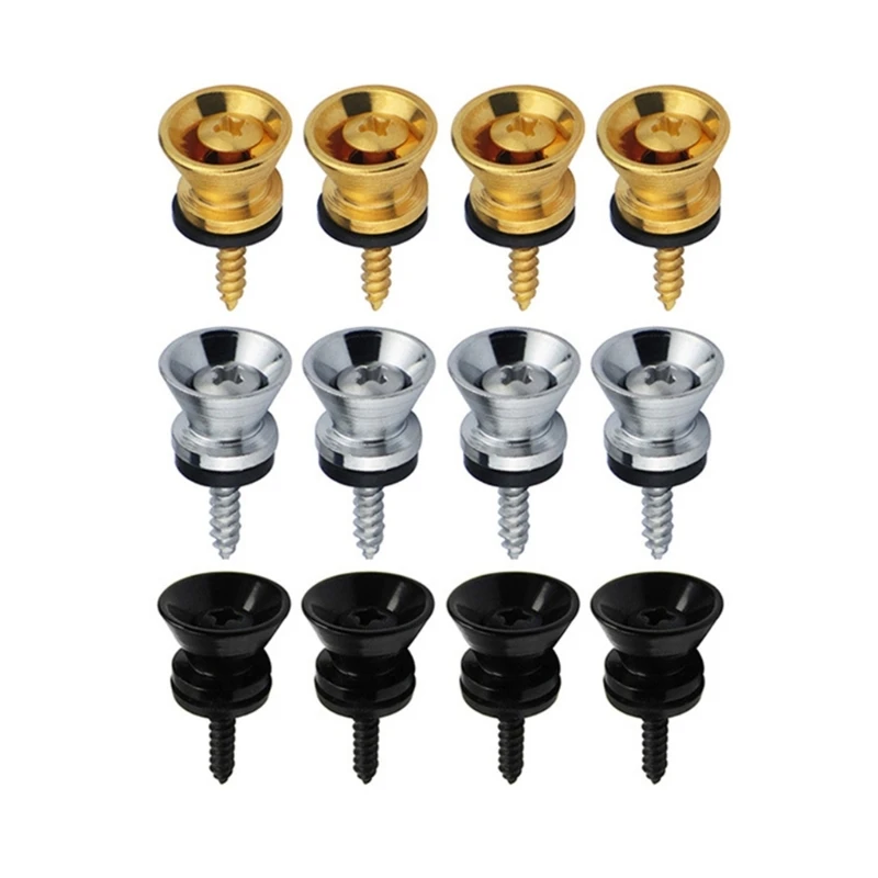 4Pcs Guitar Strap Locks Buttons End Pin Security Straplocks for Acoustics, Ukuleles, Bass, Banjos Easy to Install 24BD