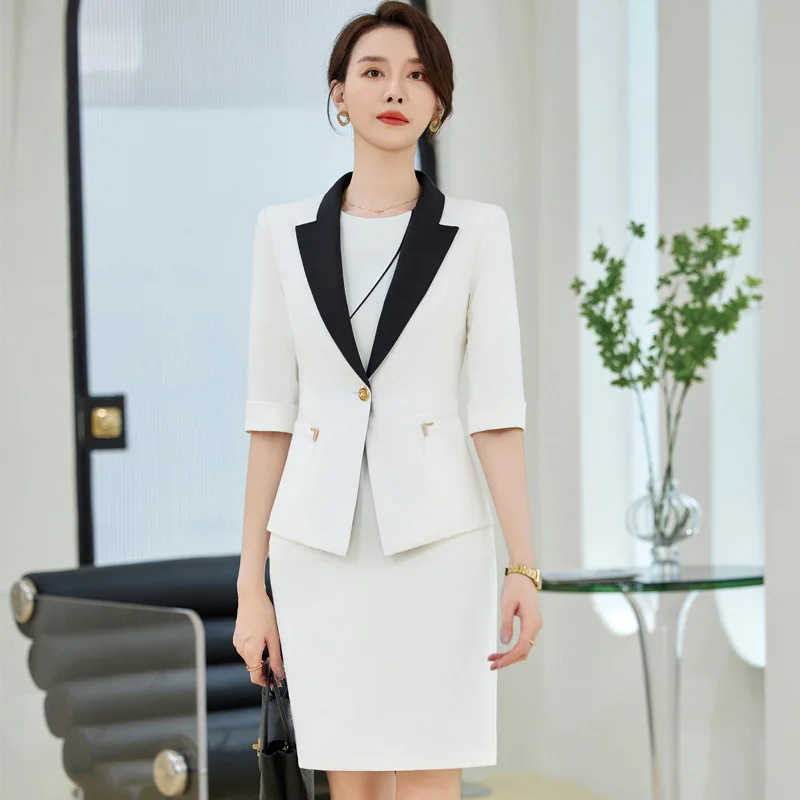 Business Suit Suit Skirt for Women2024New Summer Temperament Host Tailored Suit Formal Clothes Hotel Front Stage Work Wear Cloth