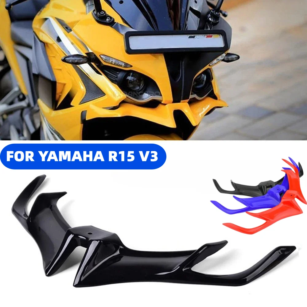 For YAMAHA R15 V3 2017-2024  Motorcycle front fairing beak fixed wing aerodynamic protective cover ABS Accessories 2022 2023