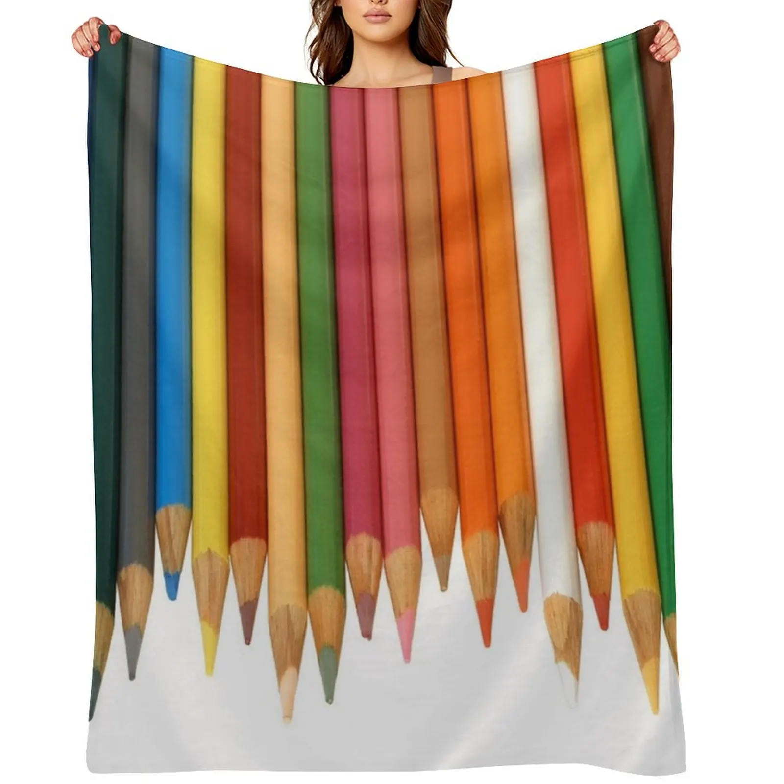 

Coloured Pencils Isolated On White Throw Blanket Decorative Sofa Fashion Sofas for babies Vintage Blankets