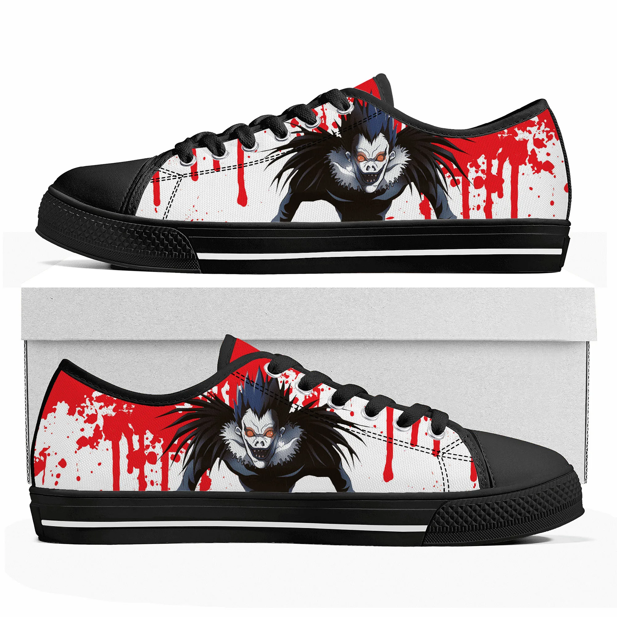 Anime Demon Ryuk Horror Halloween Death Note Low Top Sneakers Mens Womens Teenager Canvas Sneaker Couple Shoes Custom Shoe