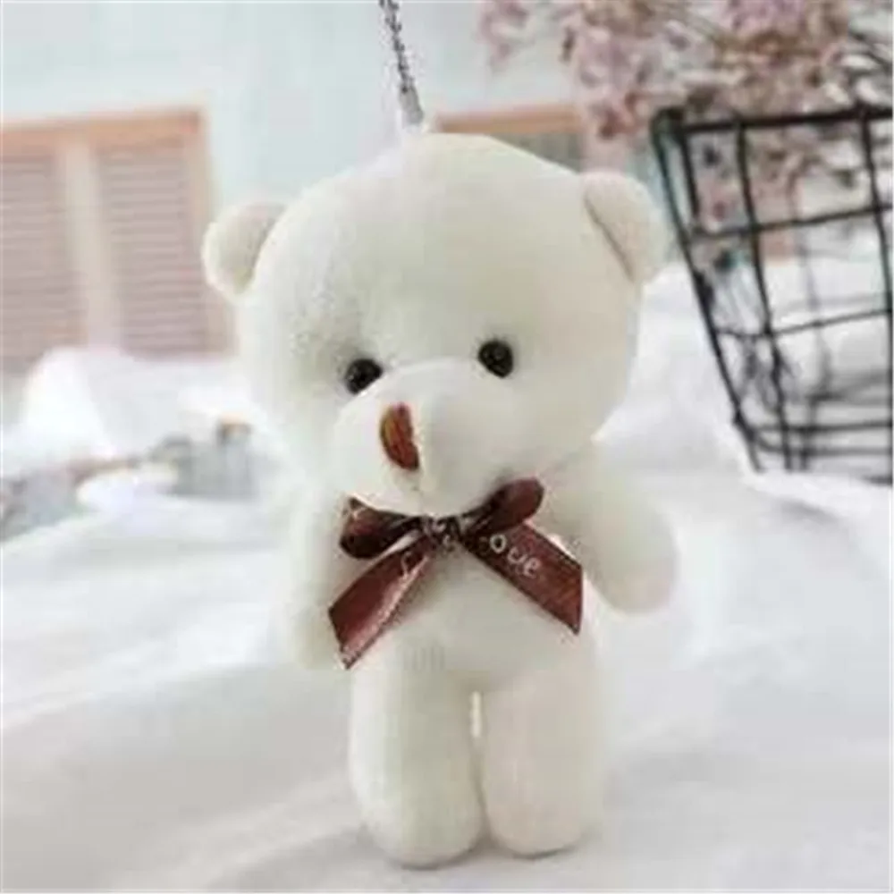 12cm Cute Mini Teddy Bear Doll Car Keychain Novelty Girls Cartoon Small Animal Kawaii Key Chain Trinket Car Accessoires