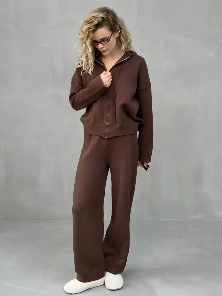 Wide Leg Palazzo Pants - Wolfeel Women's Casual Two-piece Fashionable Zipper
