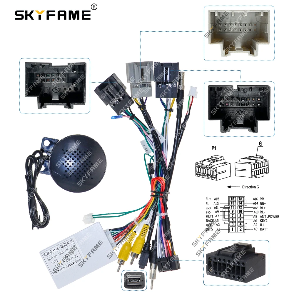 SKYFAME Car 16pin Wiring Harness Adapter Canbus Box Decoder For Buick Enclave GMC Sirria Cayon Android Radio Power Cable