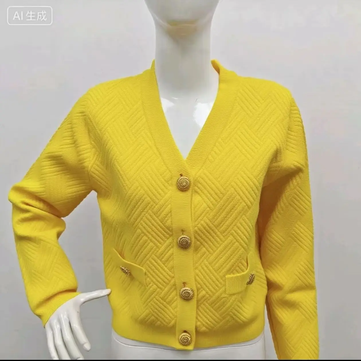 

Spring And Autumn New Fashion Socialite Heavy Industry Knitted Long Sleeved V-Neck Women's Cardigan Top Jacket+Half Skirt Set