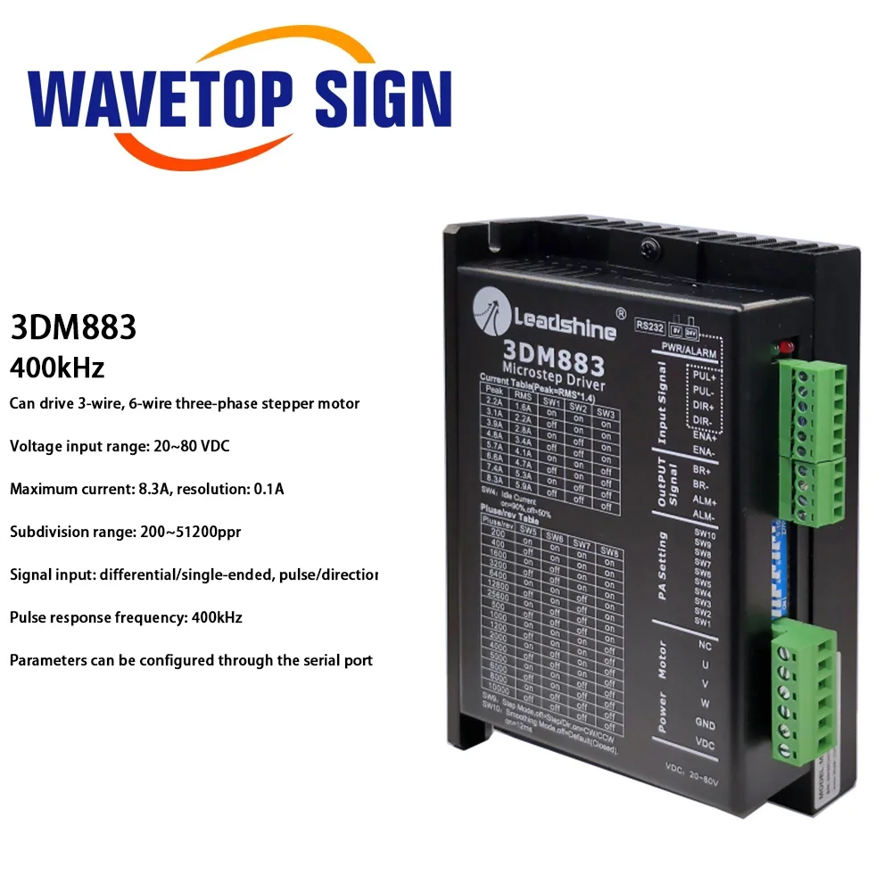 Leadshine 3 เฟส 3DM580S Stepper Motor Driver 20-50VDC เปลี่ยน 3DM580 สําหรับ CO2 เลเซอร์ตัดและแกะสลักเครื่อง