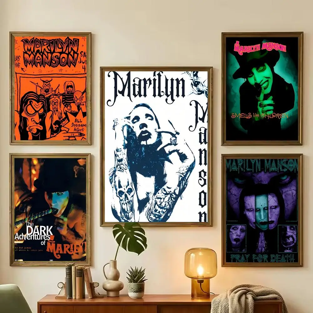 Siunger M-Marilyn Manson Painting Calligraphy Stylish Canvas Poster Wall Art for Living Room Bedroom Office Home Decor