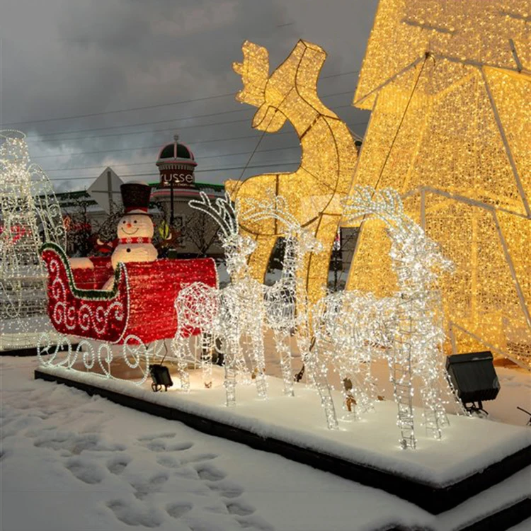 

2025 Christmas Ornament Large 3d Outdoor Waterproof Illuminated Led Christmas Deer Light Decoration