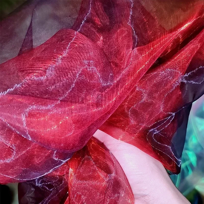 

Лазерная пряжа Eugen, постепенно меняющая цвет ткани, швейная одежда Hanfu, сделай сам, свадебный фон, декоративная ткань для фото