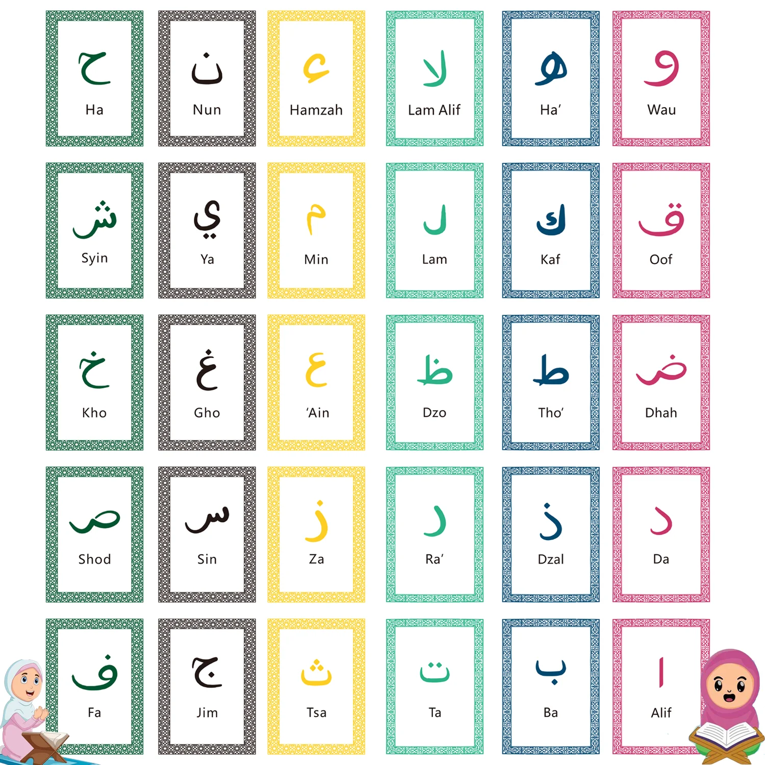 30pcs Arabic Alphabet Flashcards Cards for Beginners/Islamic Education Learning Card Making Kit, Religious Gift