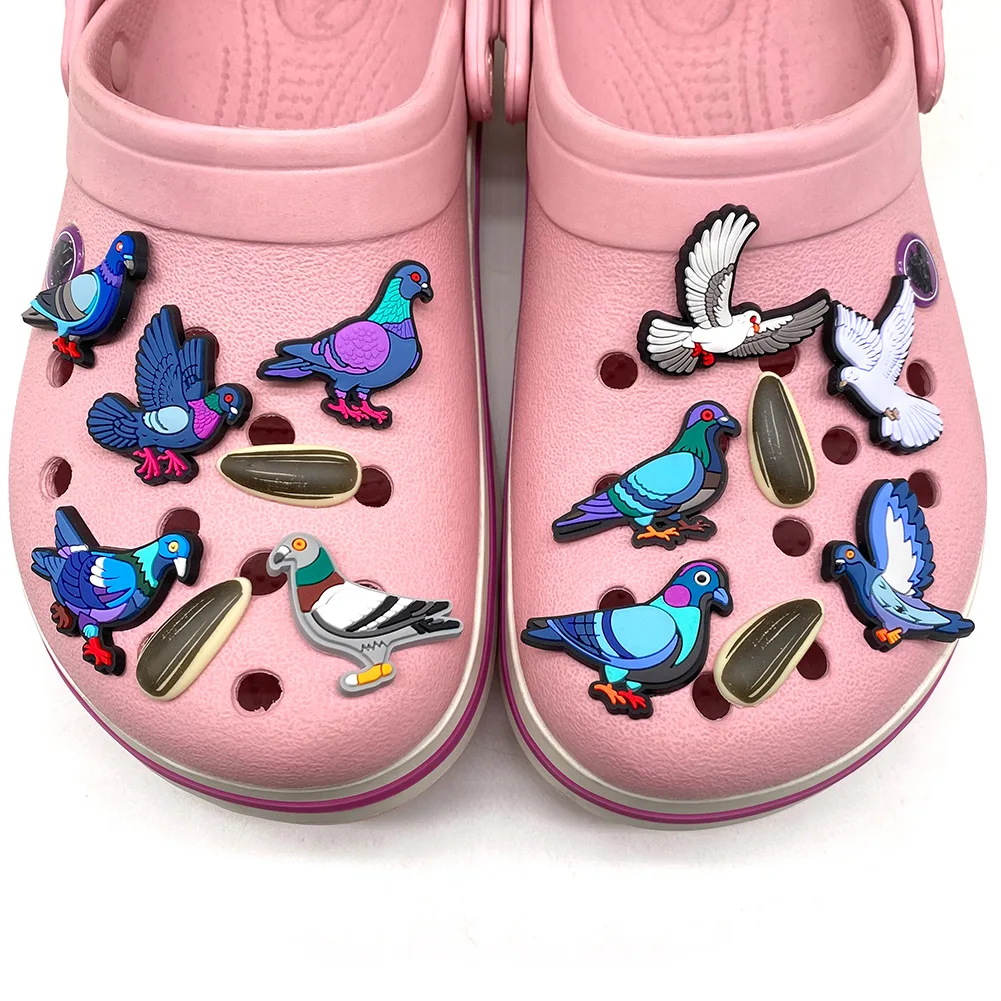Juego de 16 piezas de adornos de silicona para zapatos con diseño de paloma, desmontables, para calzado, regalo para amantes de los animales, decoración para fiestas.
