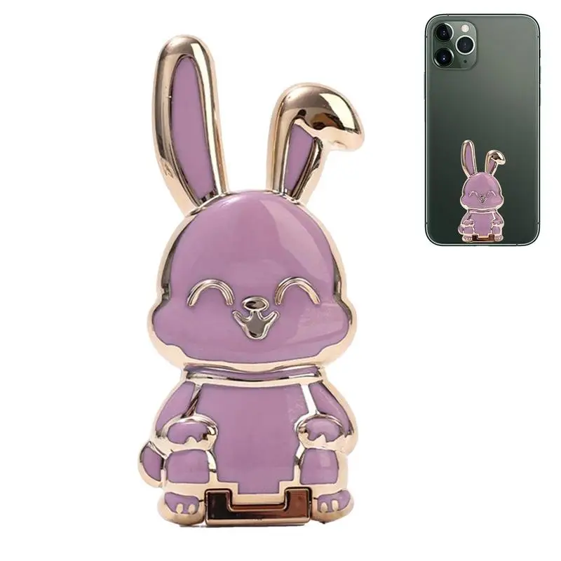 Universal Finger Ring Phone Holder Desktop Ultra-thin Cartoon Rabbit Phone Stand Foldable Buckle Adhesive Pull Rod Frame Support