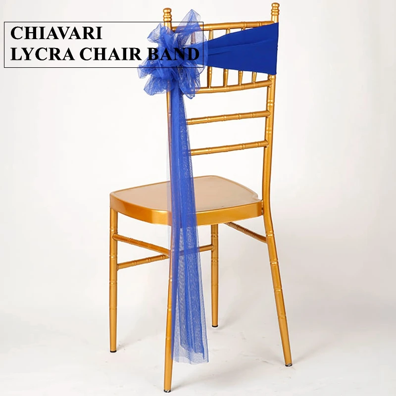 

New Design Chiavari Lycra Chair Band With Sheer Organza Sash Tie Bow For Wedding Banquet Decoration