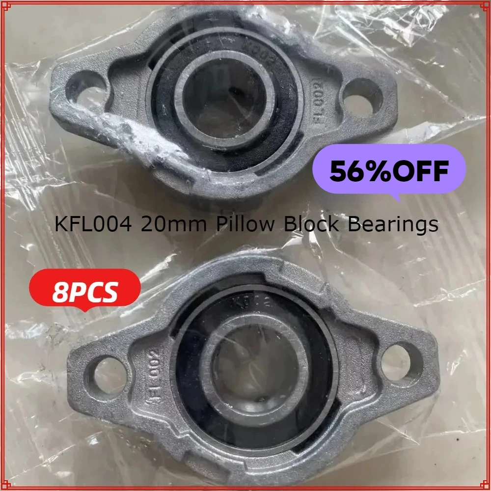 

8PCS/lot KFL004 Shaft Bore 20mm Pillow Block Bearings Inc Alloy Diameter Bore Flange Bore Diameter 20mm