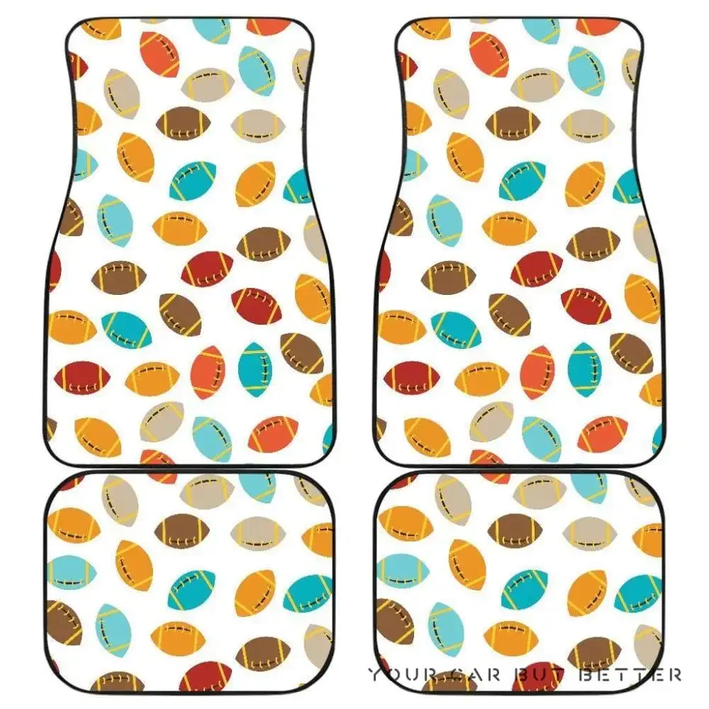 Colorful American Football Ball Pattern Front And Back Car Mats 045109