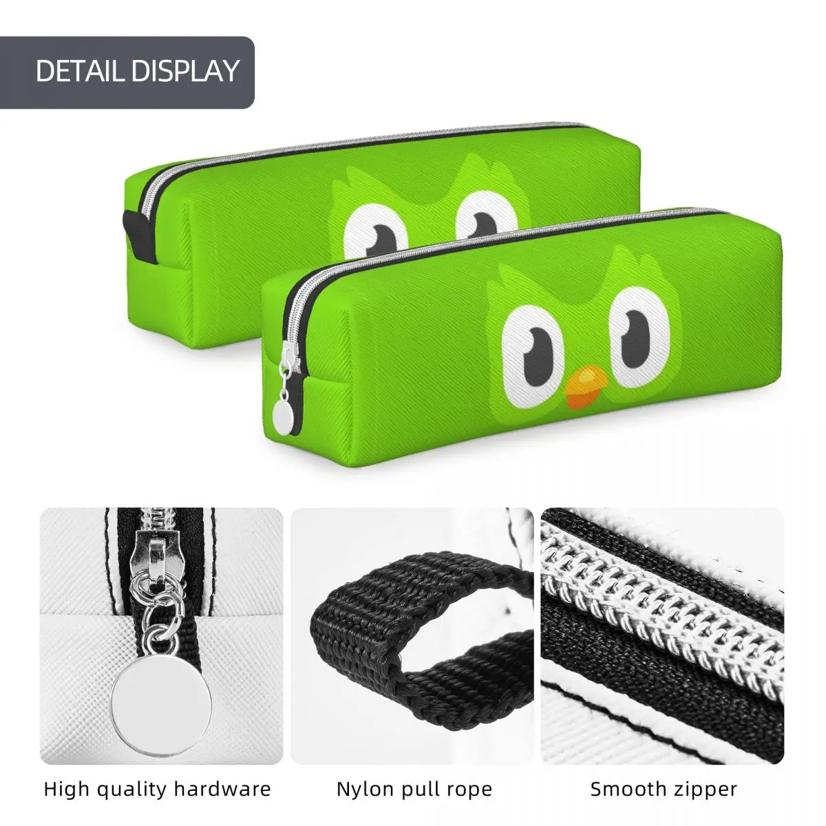 Imagem -05 - Duolingo Face Pencil Case para Meninas e Meninos Classic Cartoon Pen Box Bolsa para Estudantes Lápis Cosméticos Escolares Grande Capacidade