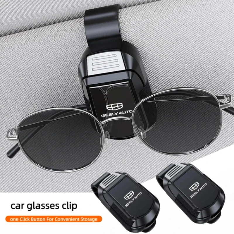 Sun Visor Glasses Storage Clip Car Sunglasses Card Holder Fit Geely GX3 CK EC8 EC7 MK Emgrand GL Coolray Panda Binray X7