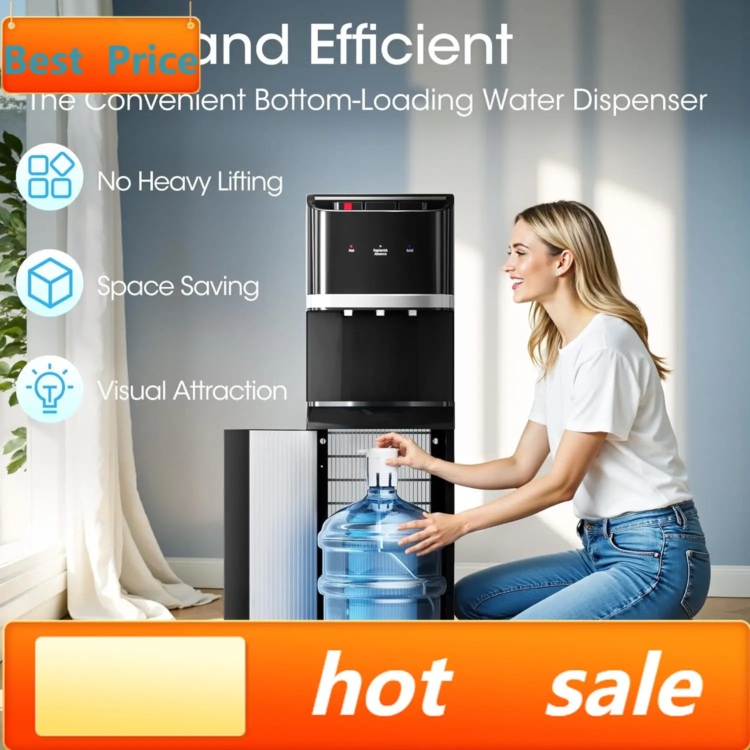 

Популярный диспенсер для воды с нижней загрузкой для 5-галлонных бутылей, из нержавеющей стали, с 3 температурными режимами