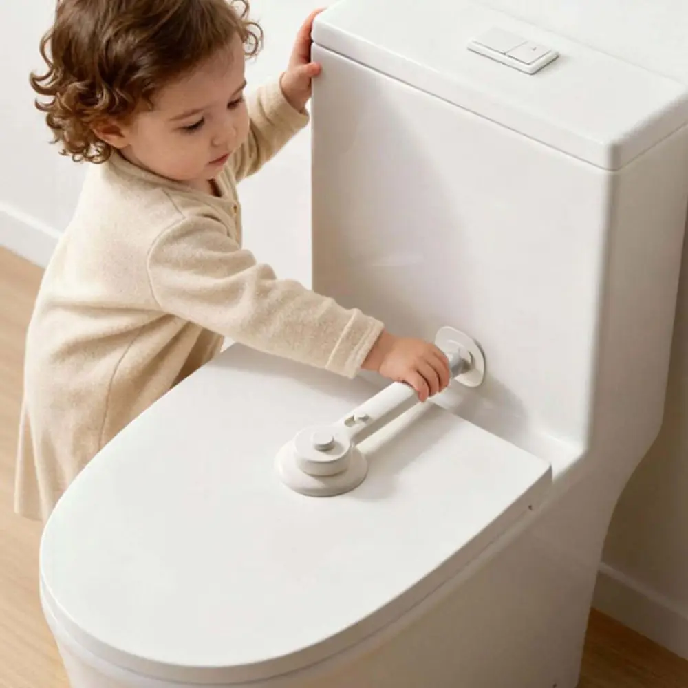 Self Adhesive Design Toilet Safety Lock Universal Fit Wear Resistant Toilet Cover Lock Buckle Locking Structure