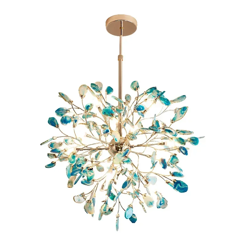 Natural Colorful Agate LED Chandelier Living Room Dining Room Bedroom Firefly Lighting Home Romantic Decoration G4 LightingW23