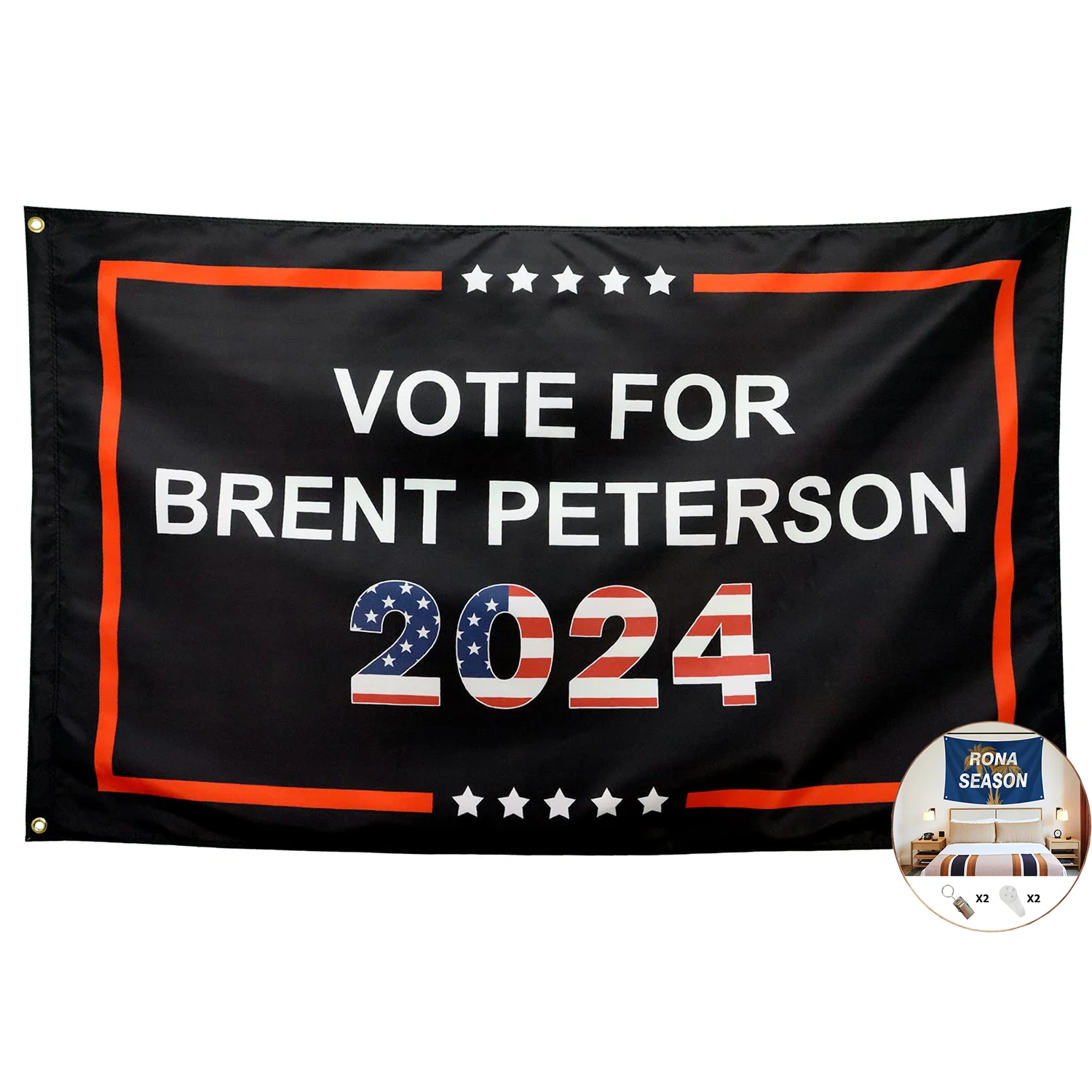 America Runs On Brent Peterson 2024 Flag Tapestry Man Cave Wall Flag for College Dorm Cave Gift Funny Quotes Dorm Banner