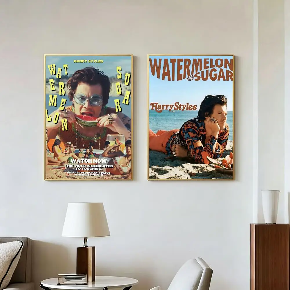 Music Modern Pop H-Harry Styles Poster Peel And Stick Wall Art Self Adhesive PP Waterproof Wall Decor Living Room Bedroom Gift