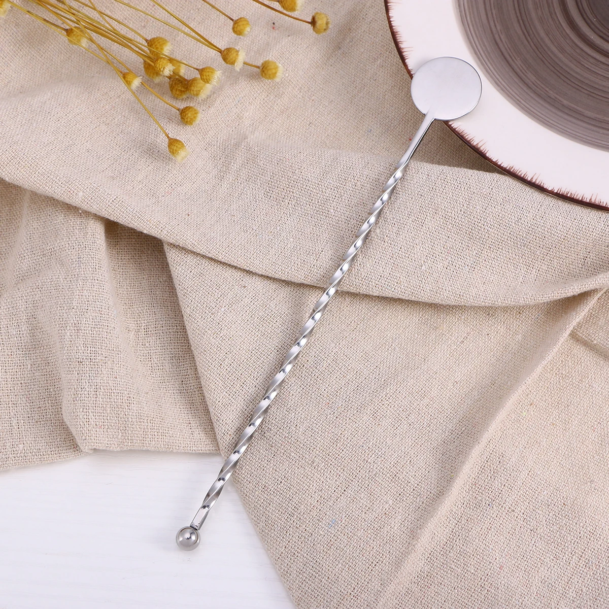 

5pcs Swizzle Stick Stainless Steel Mixer Stirring Cocktail Silver Bar Tools Drink Bartender Gadgets Heat Resistance Sturdy
