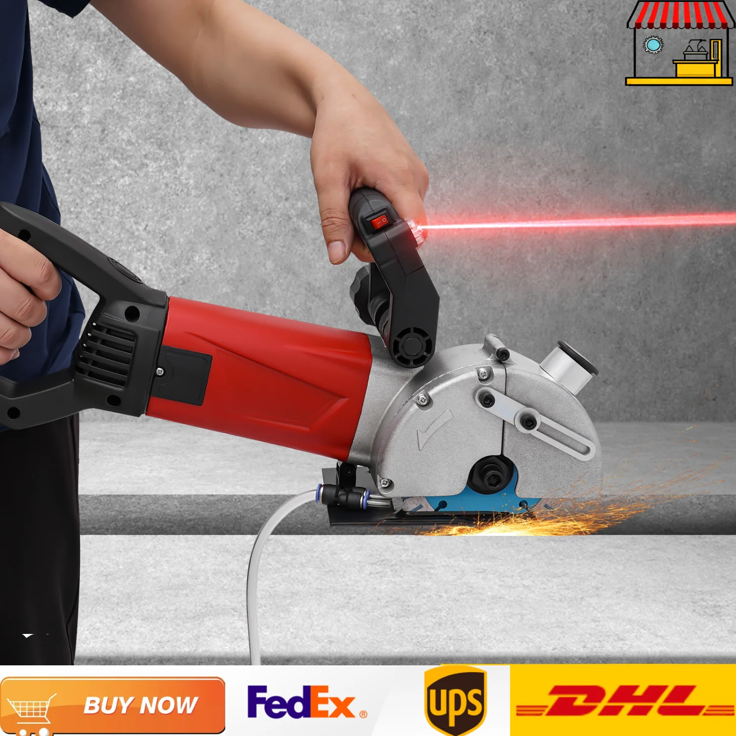 Staubfreier Wandfräser mit Laser-Zielhilfe | 2800W 125mm Elektrische Schlitzfräsmaschine mit 5 Klingen | Betonschneider – Detail 5