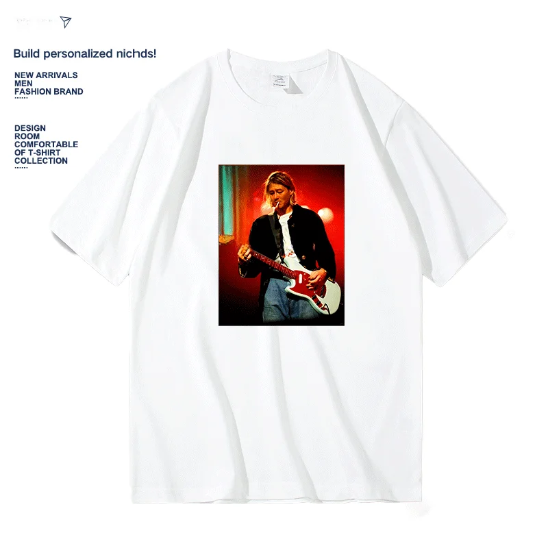 Kurt Cobain ort Sve T-irt Men's Summer Loose Fit round Ne aphic Tee Creative Fun Print Casual Wear for Teens