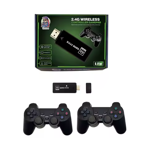 Video Game Stick 4K 10000 Games Console 64G Double Wireless Controller Game Stick M8 Plus Retro games For PS1 GBA MD Xmas Gifts