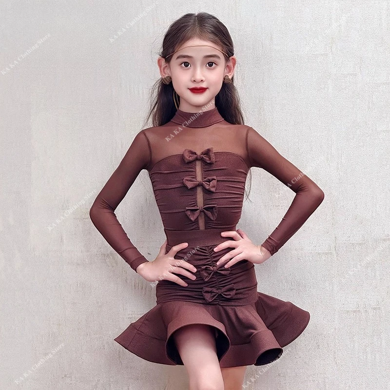 Rumba Tango Samba Latin Dance Kostüm Mädchen Salsa Latin Praxis Tanzkleid Kinder Tanzwettbewerb Gesellschaftstanz Kleider