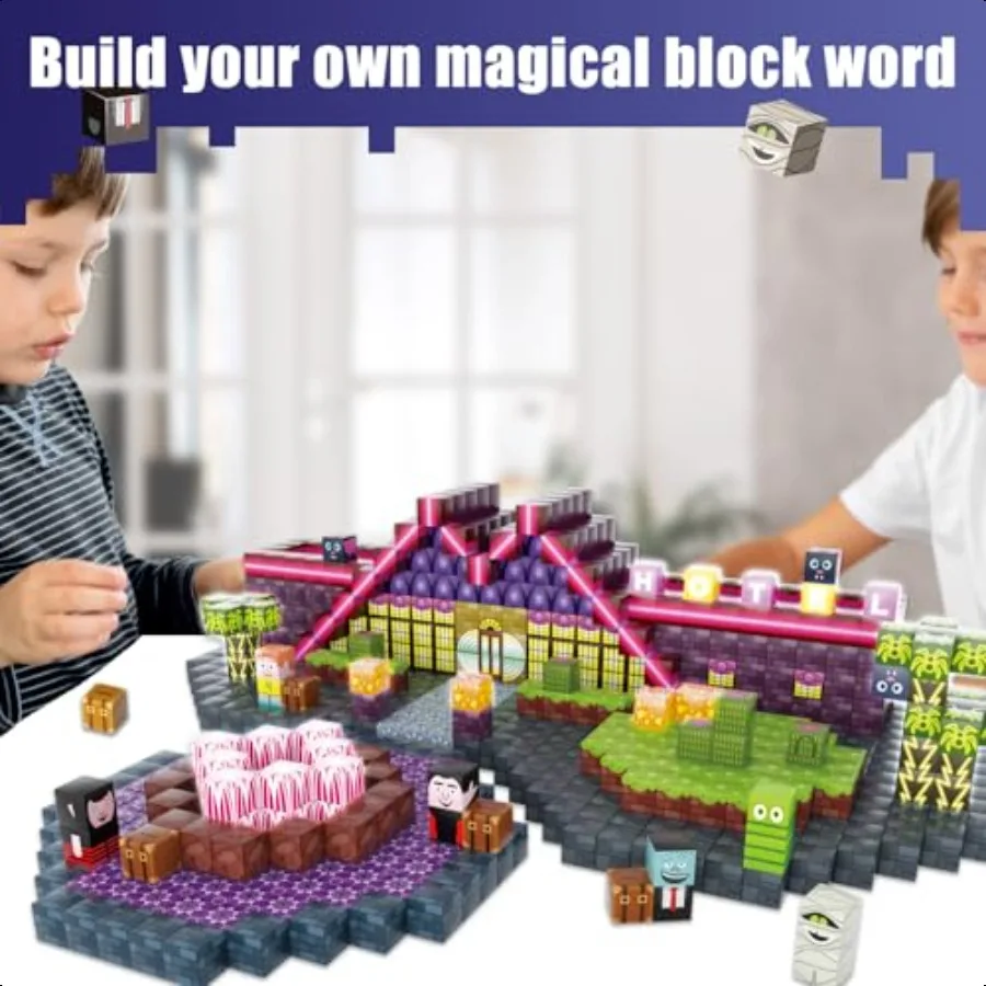 BINZKBB 磁気ブロック 198 個磁気ビルディングキューブセット LEDSTEM 感覚スタッキングキット付きクリスマス誕生日クリエイティブギフト