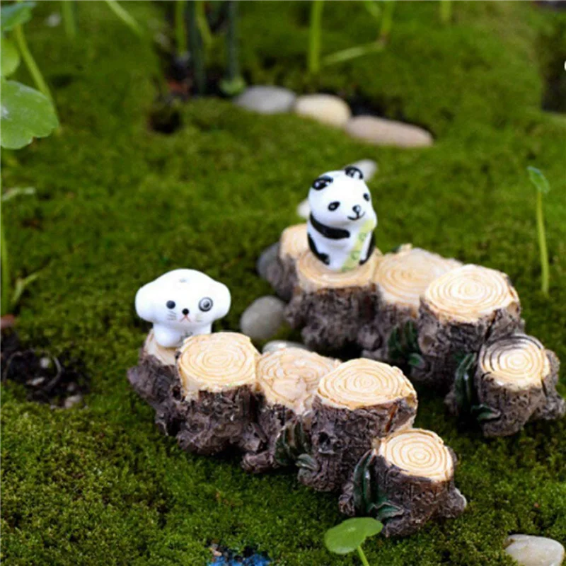 2X Miniature Fairy Garden Tree Stump Bridge Ornament Dollhouse Plant Pot Figurine DIY Outdoor Decor Home Decoration-ABQU