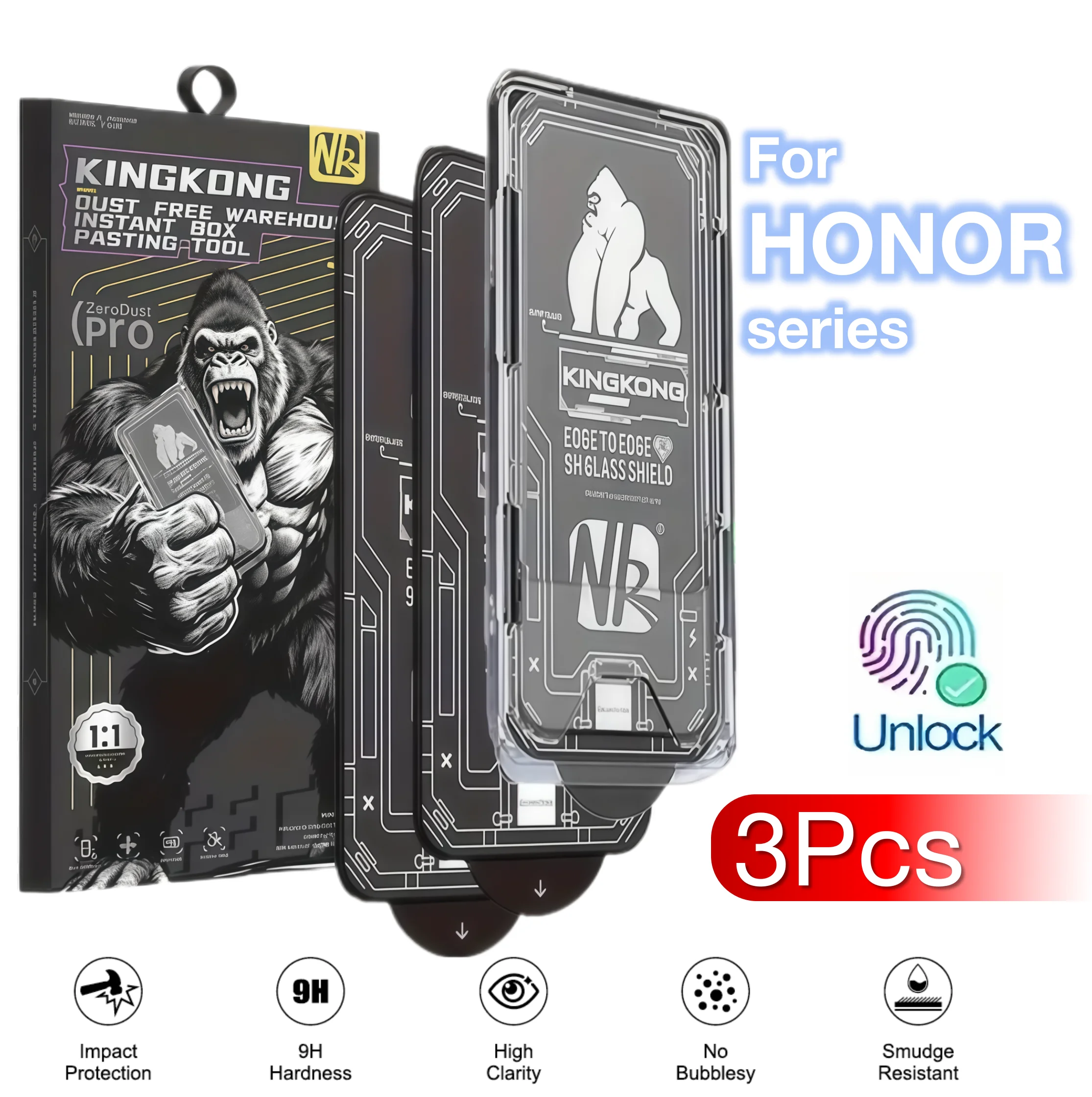 3 Stück für HONOR Magic 8 7 400 200 Lite X9C X8A X8B X8C X7A X7C X7D X6A X5B 4G 5G Gehärtetes Glas Displayschutzfolie 9H Staubfrei