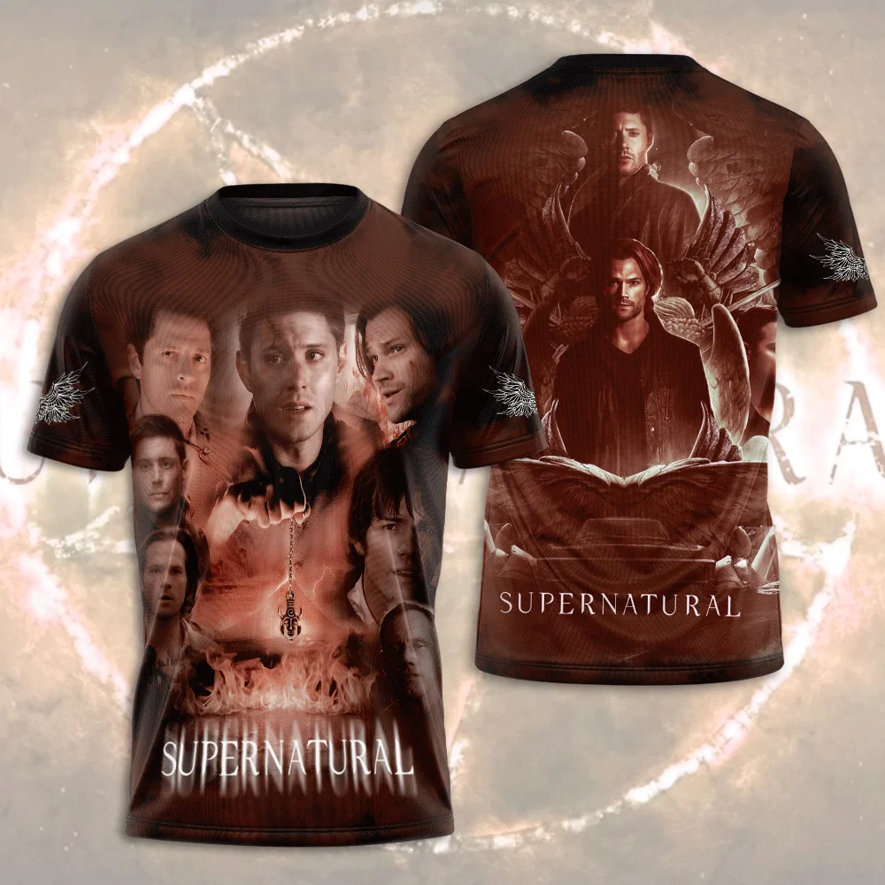 

Supernatural TV Series 3D Printing Tshirt Fashion Men Women Harajuku Short sleeve O-neck Tee Top Oversized Clothing