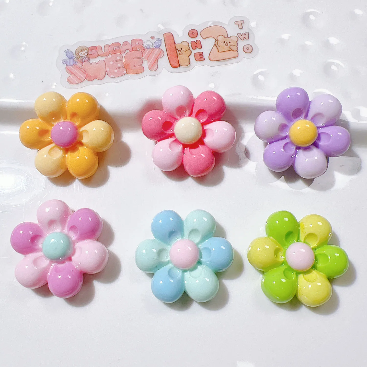 10-20Pcs Colorful Flower Series Flatback Resin DIY Home Decoratio Craft Supplies Creative Phone Charm Patch Hairpin Jewelry Make